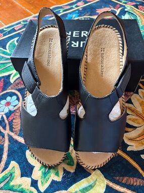 Naturalizer Black Open-Toe Slingback Sandals